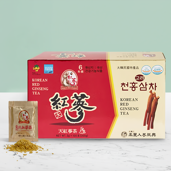 振興高麗人蔘 高麗天紅蔘茶禮盒, 100包, 2盒, 3g