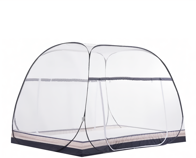 台灣 Life plus 大方頂蒙古包雙開門蚊帳 加大加寬加高免安裝 1280g, 條紋灰、條紋綠