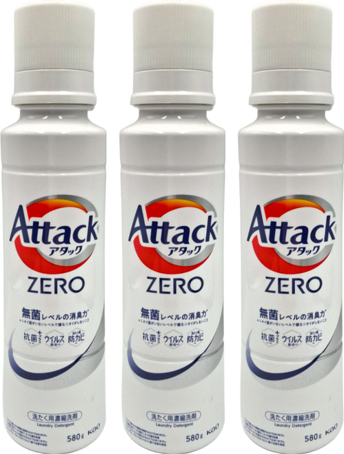 Attack ZERO 洗衣精, 580g, 3瓶