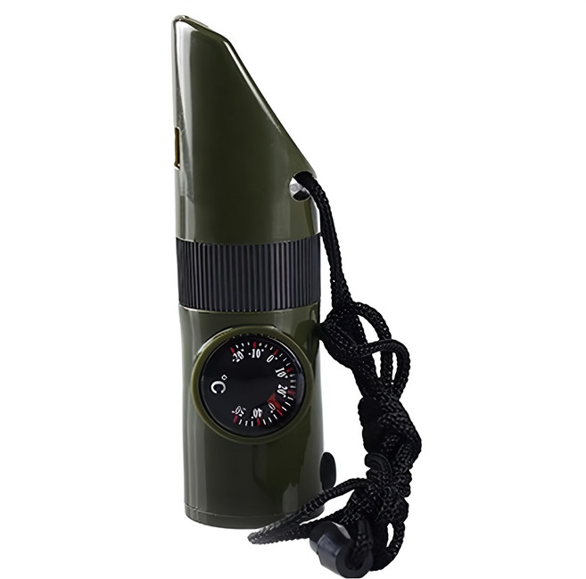 上手家居 哨子 戰術/口哨/七合一多功能口哨/求生哨/指南針/露營, 1個, 綠色