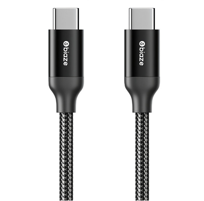 biaze 畢亞茲 PD100W Type-C-Type-C 5A/6A充電傳輸線 編織款, 1.88m, 黑色, 1條