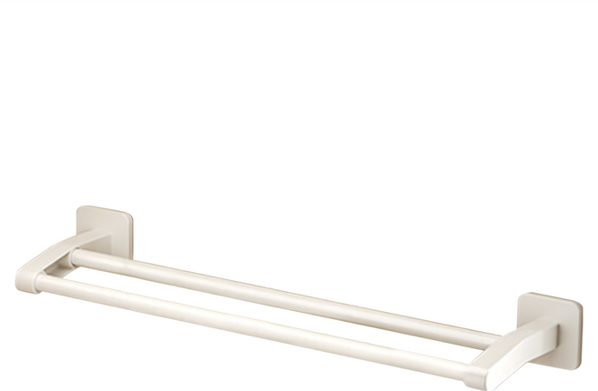 毛巾架 貼片 雙桿, 白色, 1組