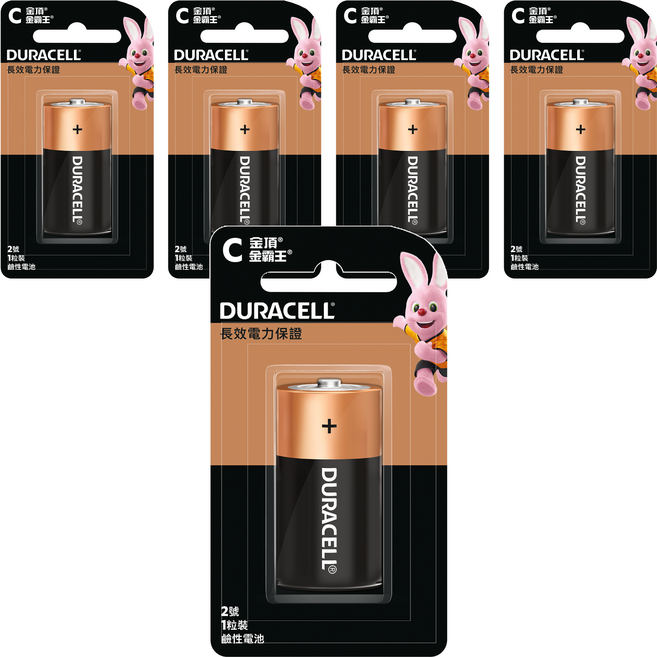 DURACELL 金頂 台灣公司貨 鹼性電池 2號C, 1入, 5顆