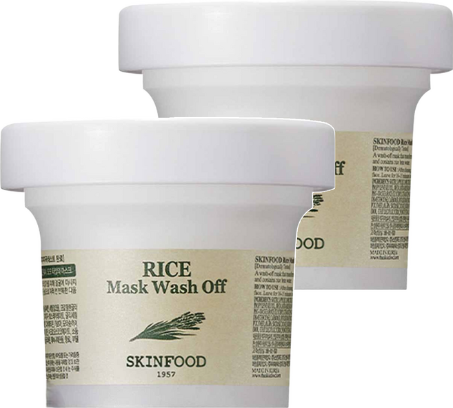 SKINFOOD 純米活膚精華洗淨面膜 120g 含大米提取物 去除老廢角質 適合敏感肌 油性肌 全膚質, 2罐, 1入