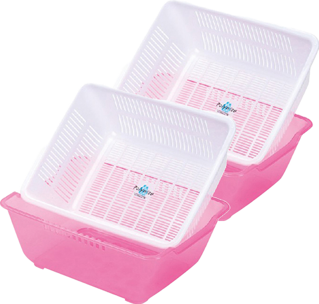 Polywise 翰庭 方型雙層瀝水盆, 顏色隨機, 2個