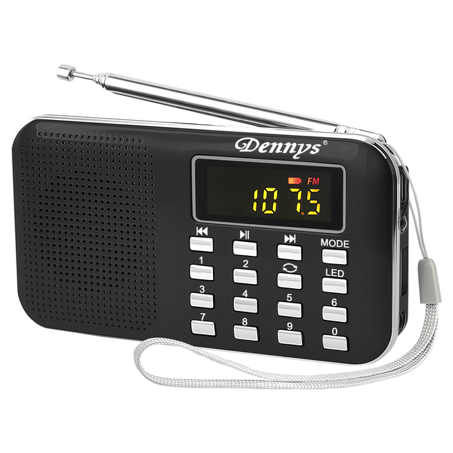 Dennys 丹尼斯 超薄插卡音箱 USB MP3 AM FM, MS-K218, 黑色
