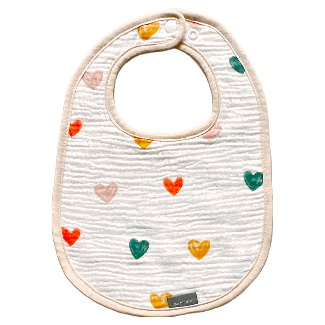 CHIMI啾米 六層紗手繪圍兜 UP2329, 彩色愛心, 1件, 1件