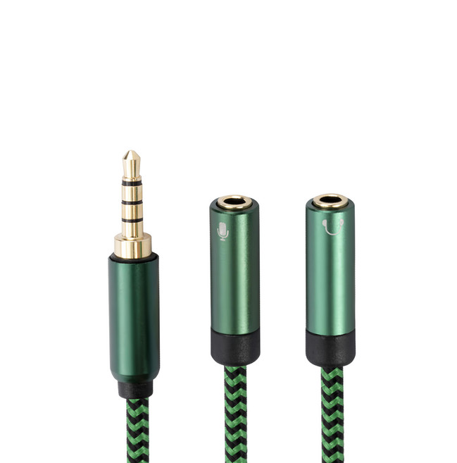 Bravo-U 一對多耳機/音響/麥克風分接線 3.5mm 一分二音源線 50cm, 單一商品, 綠色, 1條
