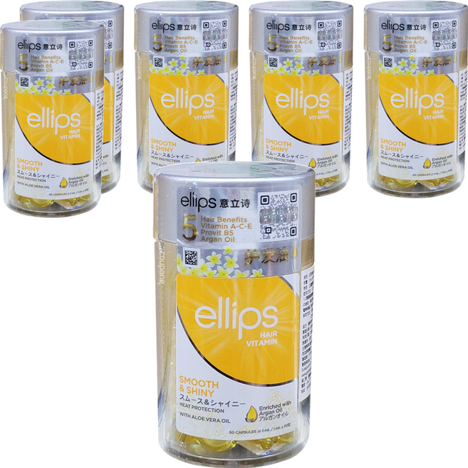 ellips 意立詩 摩洛哥護髮膠囊 豐盈水潤黃甜花 50粒, 50ml, 6罐