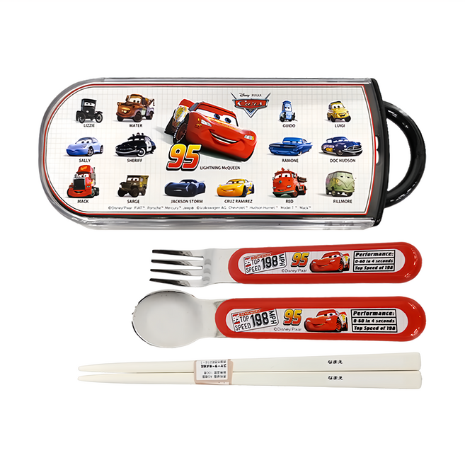 Skater 抗菌兒童3合1餐具組, CARS大集合, 湯匙 + 叉子 + 筷子 + 外盒, 1組