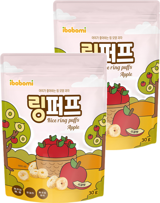 ibobomi 米泡芙, 蘋果, 30g, 2包
