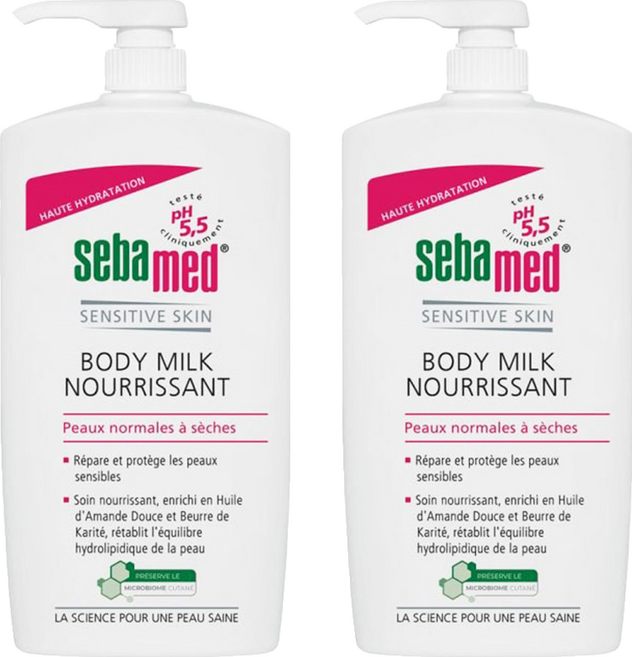 sebamed 施巴 敏感肌膚潤膚乳液 清爽潤膚 維持肌膚潤澤不乾燥 日常保濕滋潤肌膚, 1L, 2瓶