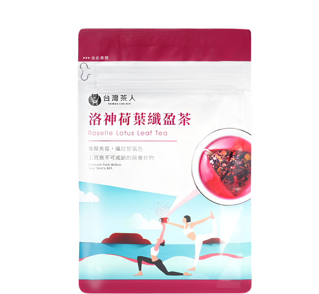 台灣茶人 洛神荷葉纖盈茶, 3.3g, 10入, 1袋