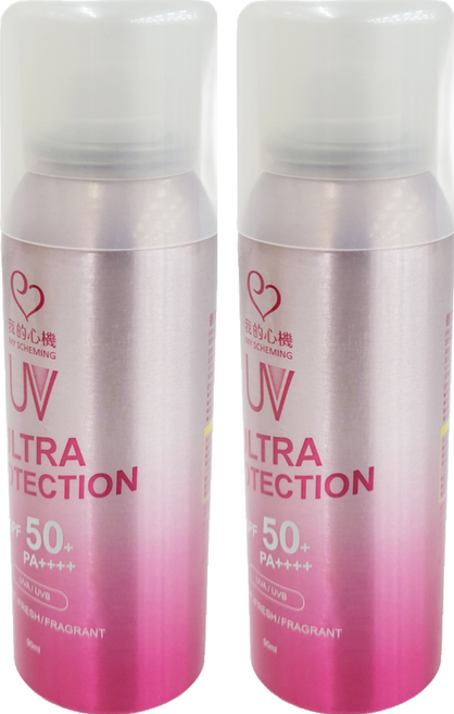 MY SCHEMING 我的心機 香氛亮白防曬噴霧 SPF50+ PA++++ 粉色, 90ml, 2瓶