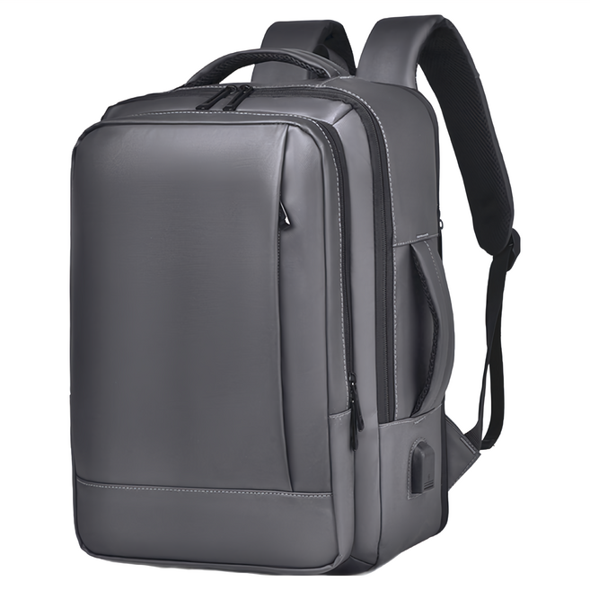 howback 好背客 高質感防潑水上班通勤旅行雙肩包 180度開合擴充加大容量電腦後背包, 灰色
