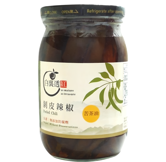 白裏透紅 剝皮辣椒 苦茶油, 1個, 450g