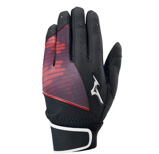 Mizuno 美津濃 打擊手套 1ETEA46597, 黑色 + 紅色 + 紫色, 1雙