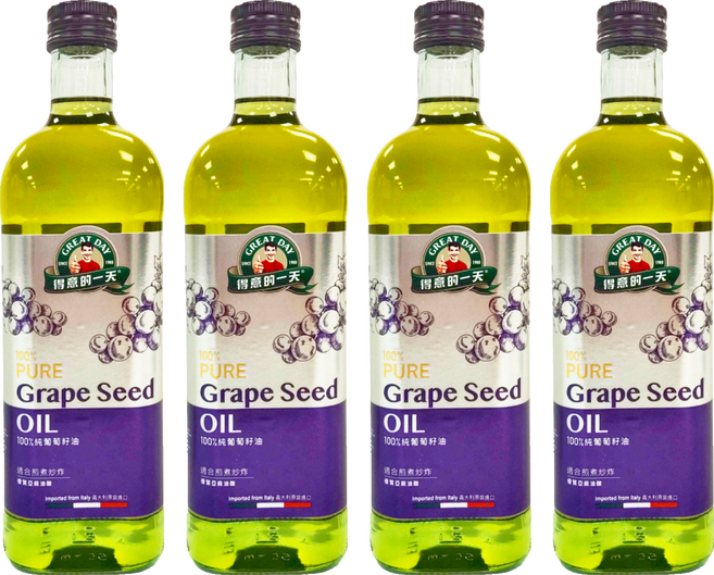 得意的一天 100%純葡萄籽油, 1L, 4瓶