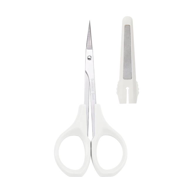 Sunland HAJIME 美容銼刀剪 直刀尖頭 420不鏽鋼 ABS合成樹脂 台灣產, 1支, 白色