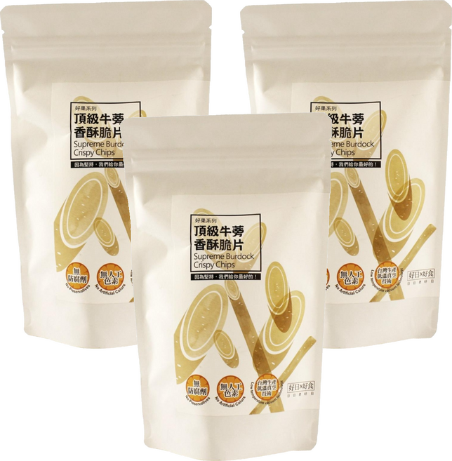 好日好食 好果系列 牛蒡香酥脆片 全素, 65g, 3包