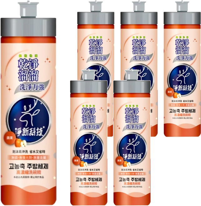 淨新科技 高濃縮洗碗精 蘋果, 240ml, 6瓶