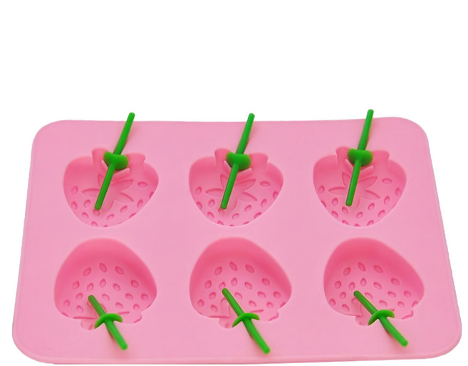iSFun 草莓冰棒 矽膠模型製冰盒, 顏色隨機, 1個