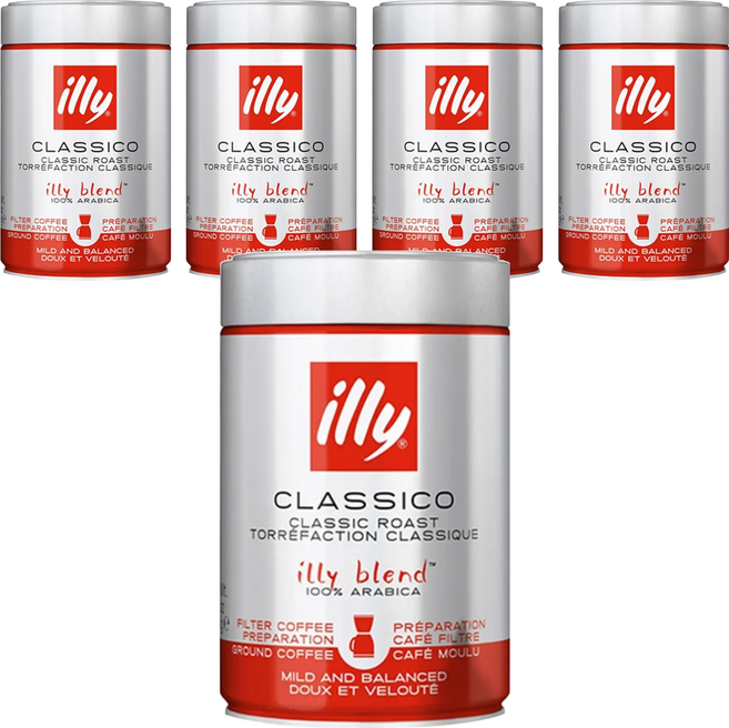 illy 意利 中培濾泡咖啡粉, 250g, 5罐