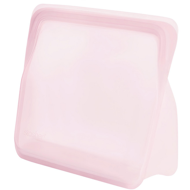 stasher 站立式矽膠密封袋 粉紅色, 21.5 x 17.5 x 9cm, 1個, 1入