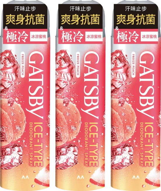 GATSBy 冰漩爽身噴霧 冰涼蜜桃, 216ml, 3瓶
