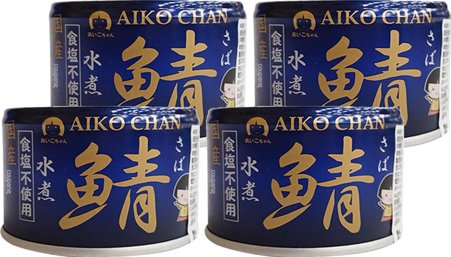 AIKO CHAN 伊藤食品 無鹽水煮鯖魚罐, 150g, 4罐
