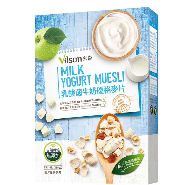 Vilson 米森 乳酸菌牛奶優格麥片, 300g, 1盒