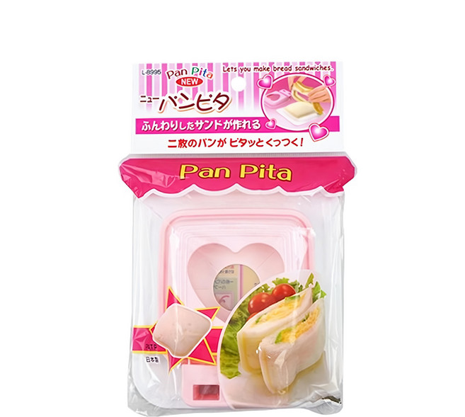 Sanada Seiko 愛心三明治壓模 Set 3個 日本製造 三明治製作, 粉色 + 白色, 1組