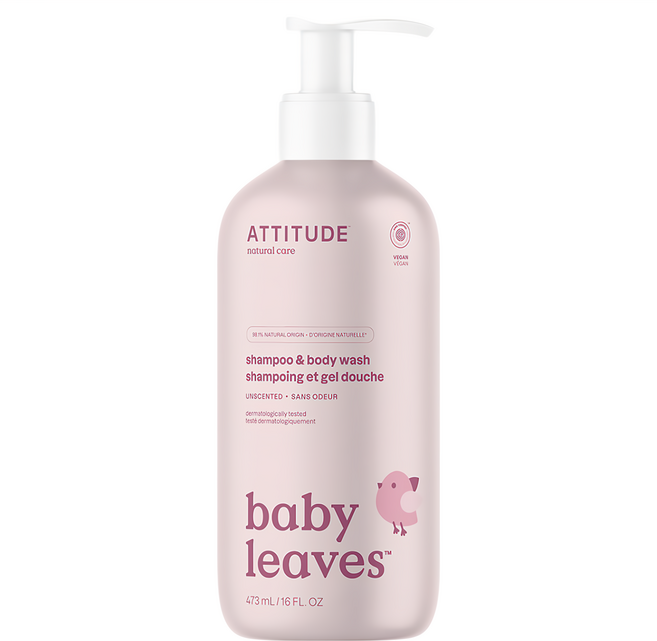 ATTITUDE 艾特優 嬰幼兒2合1洗髮沐浴露 無香, 473ml, 1瓶