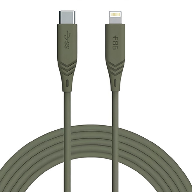 886 極野家 極Sense USB-C to Lightning Cable PD 2.0 快充充電線, 1.8m, 軍綠, 1個