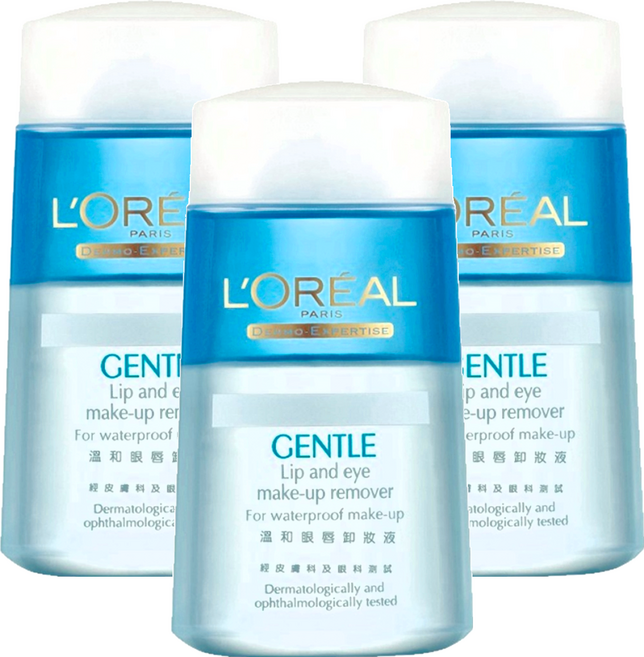 L'OREAL PARiS 巴黎萊雅 台灣公司貨 溫和眼唇卸妝液, 125ml, 3罐
