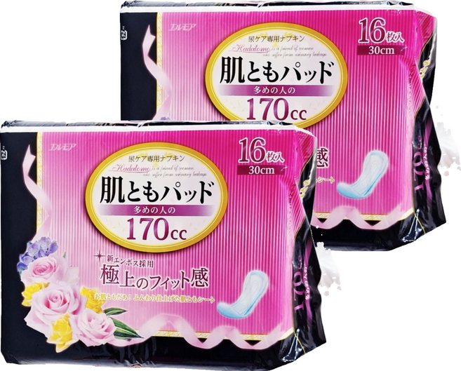 ELLEMOI 女用 日本一番 失禁棉墊 多量型 170cc, 30cm, 16片, 2包