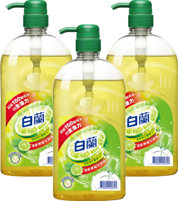 白蘭 動力配方洗碗精 檸檬, 1kg, 3瓶