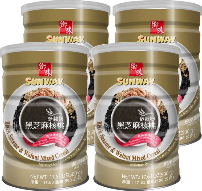 SUNWAY 鄉味 多穀粉 黑芝麻核桃, 500g, 1入, 4罐