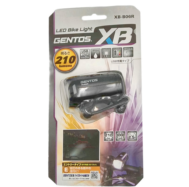 GENTOS 自行車燈 USB充電 210流明 IPX4防水, 黑色, 1個