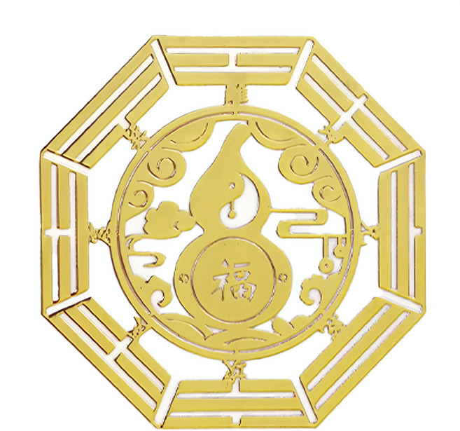 財神小舖 八卦葫蘆 SK-012 貴金屬鑲合金, 開運金屬貼 金色