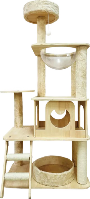 Nice u 毛樂趣 森系四層貓跳台 附太空艙 + 貓屋, 1個, 森系 淺棕色