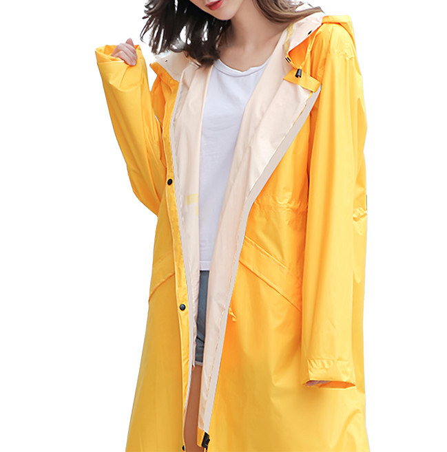 加長款風衣式時尚雨衣 附收納袋