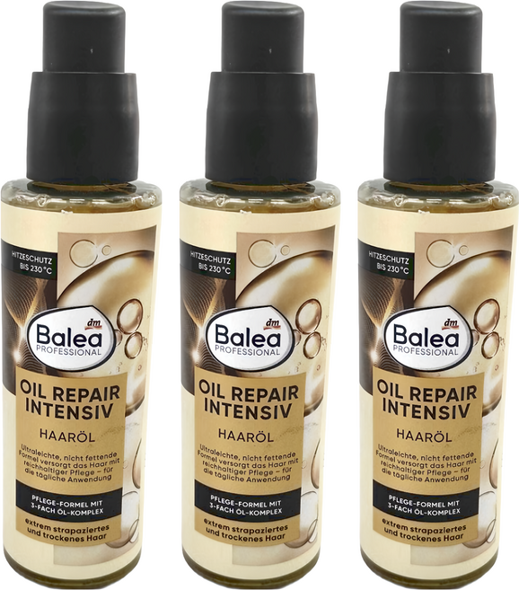 dm Balea 芭樂雅 摩洛哥堅果護髮油 染燙受損髮適用 保濕撫平毛躁 給予秀髮光澤感, 100ml, 3瓶