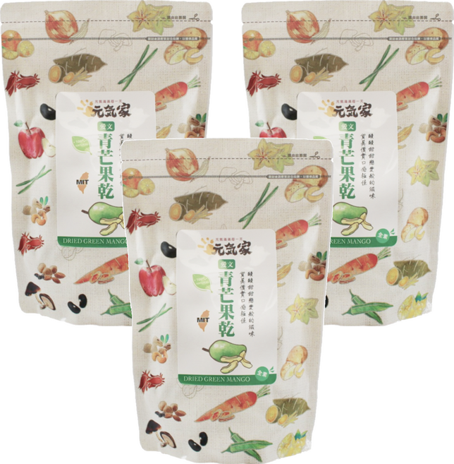 元氣家 愛文青芒果乾, 200g, 3包