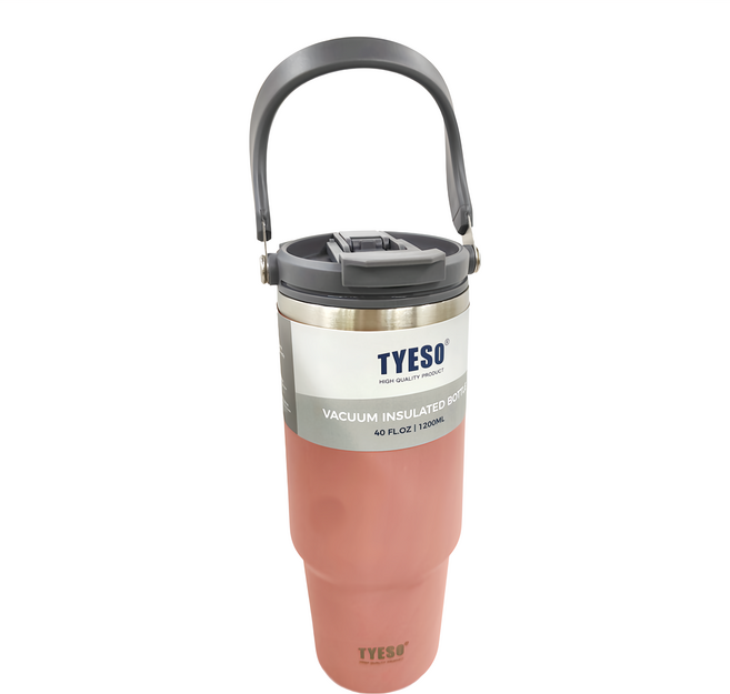 TYESO 泰碩 手提304不銹鋼水杯, 粉色, 1個, 1.2L