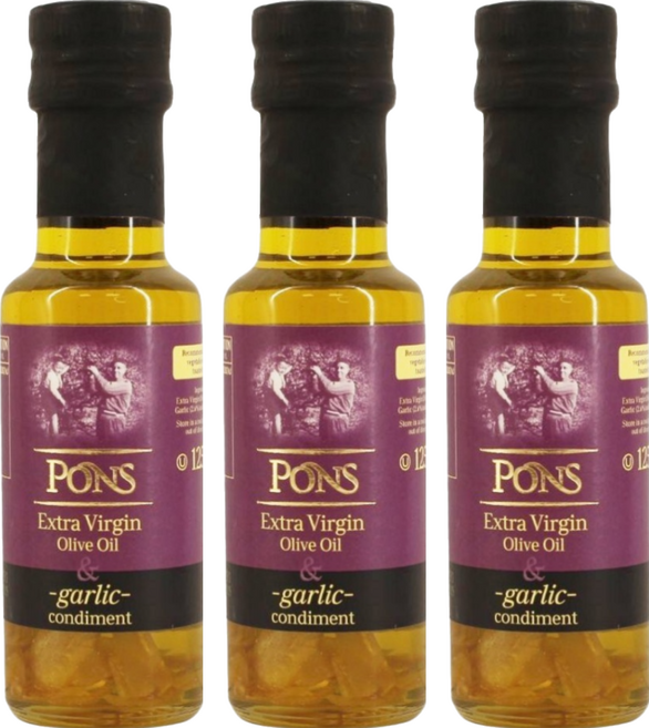 PONS 龐世 特級冷壓橄欖油 大蒜風味, 125ml, 3瓶