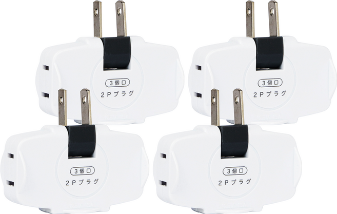 Kinyo 日式轉向三面插 MR-5332, 白色, 4個, 66mm