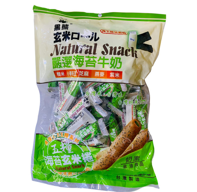 黑熊 五糧海苔玄米捲 奶素, 400g, 1袋