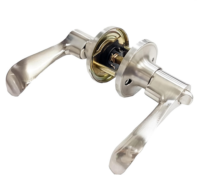 水平門鎖/浴廁鎖 直把手 無鑰匙 銀色, 1組