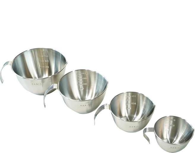 HANIL STAINLESS STEEL 不鏽鋼把手量杯攪拌碗 4件組, 1200ml, 1組, 銀色